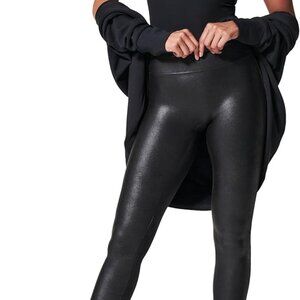S SPANX Faux Leather Leggings - Tummy Control Legging - with Contoured Power